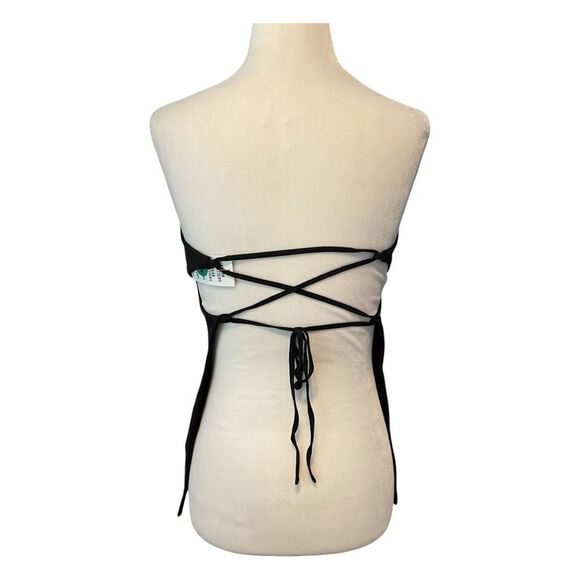 Silence + Noise Aubree Strapless Lace-Up Top Black S - Picture 6 of 10